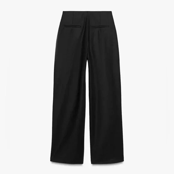 Zara ZW COLLECTION Women's Black Wide-Leg Pants - Picture 6 of 7